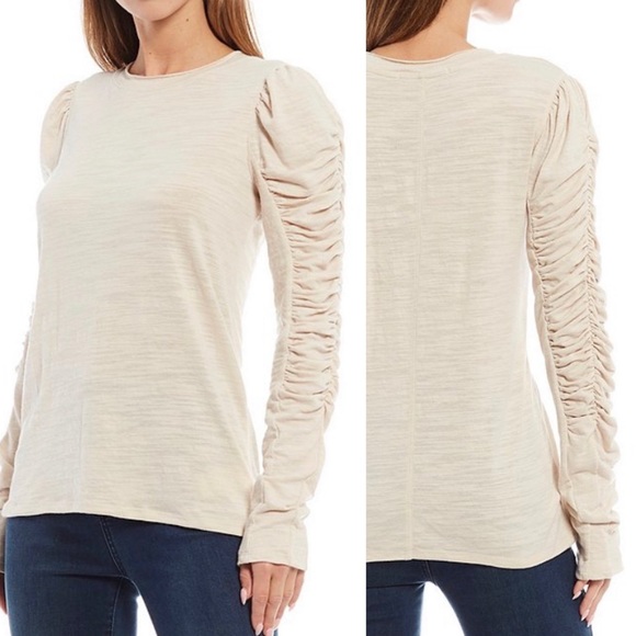 Free People Natasha Puffed Shoulder Ruched… - Picture 1 of 12